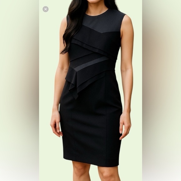 Narciso Rodriguez Black Wool Silk Dress 44 IT Italy Sheath Architect Style US 8 - Picture 1 of 15